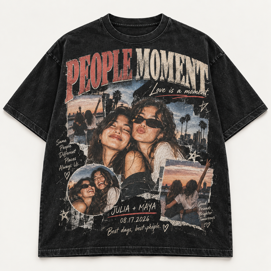 PEOPLE MOMENT custom memory tee hero in washed black