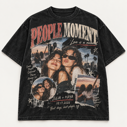 PEOPLE MOMENT custom memory tee hero in washed black