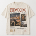PLACE MOMENT custom postcard memory tee hero in Cream with CHONGQING artwork